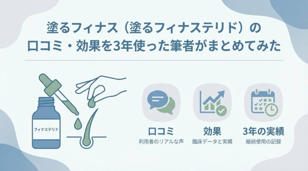 塗るフィナス（塗るフィナステリド）の口コミ・効果を3年使った筆者がまとめた医療系アイキャッチ画像